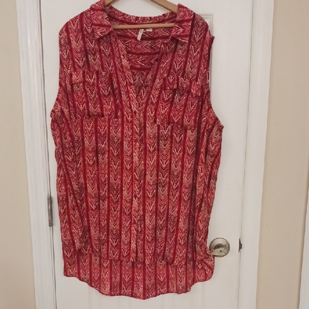 Cato Red Print Button Shirt